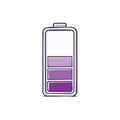 Stylized purple battery charge indicator icon in a cartoon vector style Royalty Free Stock Photo