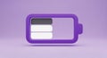 Purple Battery Icon with Partial Charge Level on a Light Purple Background power energy Royalty Free Stock Photo