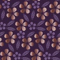 Stylized purple floral vector seamless pattern