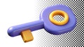Stylized purple key icon access security unlock solution symbol tool png transparent image Generative AI