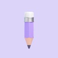 Stylized purple pencil with a white eraser against a matching lilac background