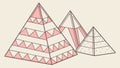 Stylized Pyramids of Giza with Geometric Patterns, Egypt Vector, vector design Generative AI Royalty Free Stock Photo