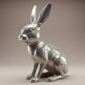 A stylized rabbit sculpture with a metallic finish. The smooth surface reflects light, Royalty Free Stock Photo