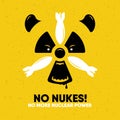 Stylized radiation hazard logo. Animal panda and bombs