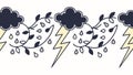 Stylized Rain and Clouds Pattern, Weather Icon Set, vector design Generative AI Royalty Free Stock Photo