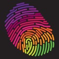 A stylized rainbow fingerprint