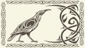 Stylized Raven with Celtic Knotwork Border Design, vector design Generative AI Royalty Free Stock Photo