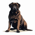 Stylized Realism: A Captivating Portrait Of A Black And Brown Dog