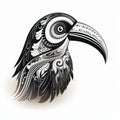 Stylized Realism: Ornate Bird Head Art Inspired By Tonga And Moche Art