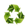 A stylized recycling symbol composed of green leaves representing sustainability Royalty Free Stock Photo