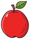 Stylized Red Apple with Green Leaf and Stem Illustration on White Background Fruit Freshness Royalty Free Stock Photo