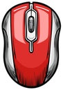 Stylized Red Computer Mouse Graphic Illustration with Scroll Wheel Royalty Free Stock Photo