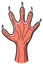 Stylized Red Creature Paw with Sharp Claws and Five Toes Royalty Free Stock Photo