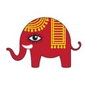 Stylized red elephant of simple shape on isolated white background. Vector image Royalty Free Stock Photo