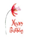 Stylized red flower with title Happy Birthday