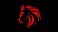 Stylized red horse head illustration with flowing mane on black background, expressing motion, strength, and elegance Royalty Free Stock Photo