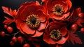 Stylized red poppy flower on black background. Remembrance Day, Armistice Day, Anzac day symbol Royalty Free Stock Photo