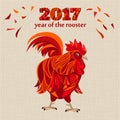 Stylized red rooster, chinese new year vector illustration Royalty Free Stock Photo