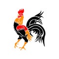 Stylized red rooster isolated on white background. Year fire rooster. illustration Royalty Free Stock Photo
