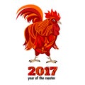 Stylized red rooster, vector illustration Royalty Free Stock Photo