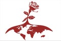 Stylized Red Rose On The Globe Royalty Free Stock Photo