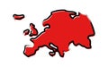 Red sketch map of Europe Royalty Free Stock Photo