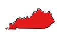 Red sketch map of Kentucky
