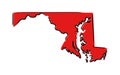 Red sketch map of Maryland