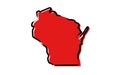 Red sketch map of Wisconsin