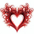 Stylized red valentine heart isolated on white