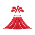 Stylized Red Volcano Eruption Isolated on White Blank Background Illustration Royalty Free Stock Photo