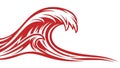 Stylized Red Wave Illustration with Dynamic Flowing Lines Royalty Free Stock Photo