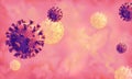 Stylized render of the coronavirus model on a red background