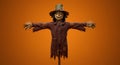 Halloween scarecrow render with orange background Royalty Free Stock Photo