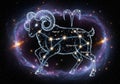 Stylized representation of the Aries constellation, depicted as a Royalty Free Stock Photo