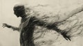 A stylized representation of the human form comprised entirely of flowing lines and curves. The figure seems to be in