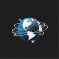 Digital Earth Network in Outer Space Illustration Royalty Free Stock Photo