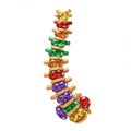 A stylized representation of a spine crafted from golden structures and colorful Royalty Free Stock Photo