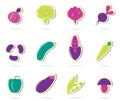 Stylized retro Vegetable icons - isolated on white