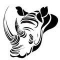 Stylized rhinoceros head in black color, logo, isolated object on white background, vector illustration Royalty Free Stock Photo