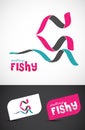 Stylized ribbon fish icon Royalty Free Stock Photo