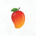 Stylized Ripe Mango with Leaf Vector Illustration Royalty Free Stock Photo
