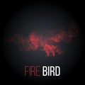 Stylized rising flying fire bird red color. Phoenix or Eagle image. Vector Royalty Free Stock Photo