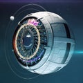 Stylized robotic eye 3d render. Image recognition computer vision neural network deep learning concept illustration Royalty Free Stock Photo