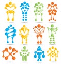 Stylized robots and robotics icon set