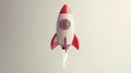 Stylized Red and White Rocket Illustration ai generated Royalty Free Stock Photo