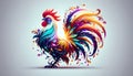 Stylized rooster artwork features an array of vibrant Royalty Free Stock Photo