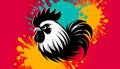 Stylized rooster illustration with bold black and white features Royalty Free Stock Photo