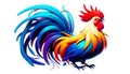 A stylized rooster illustration features an array of vi Royalty Free Stock Photo