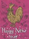 Stylized rooster on a light background. illustration of , symbol 2017 the Chinese calendar. Element for New Year`s Royalty Free Stock Photo